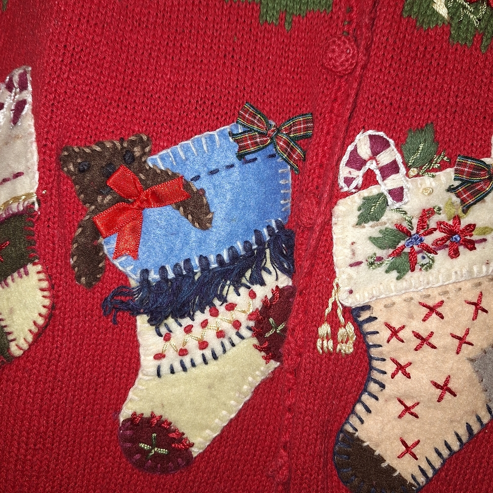 Vintage 1999 Heirloom Collectibles Sweater~Christmas~Holiday Stockings~Small - Picture 5 of 10